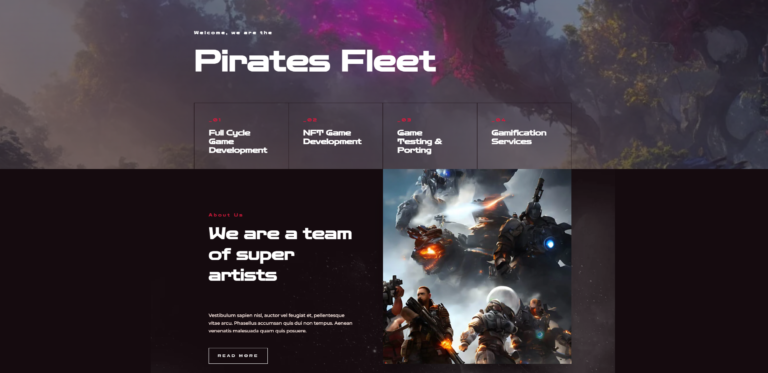 gaming company website screenshot