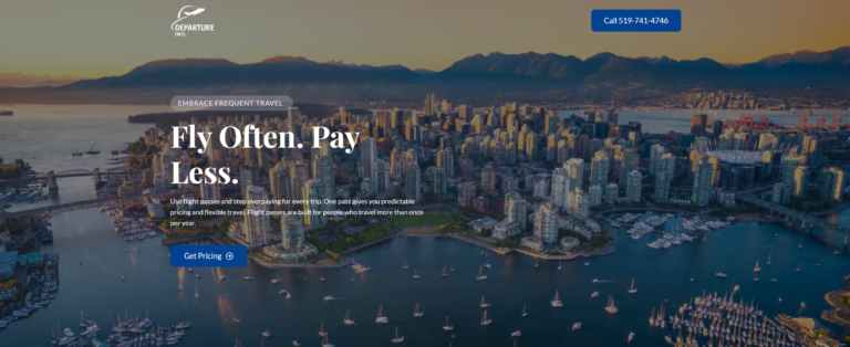 travel agency website screenshot