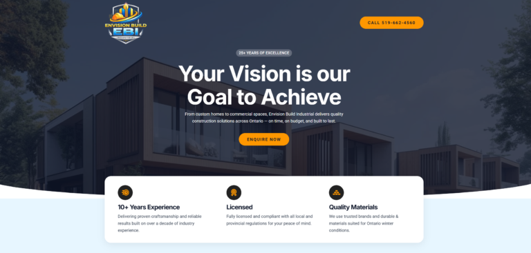 construction company website screenshot