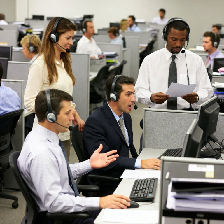 sales team together having a bit of fun while one guy reads the checklist