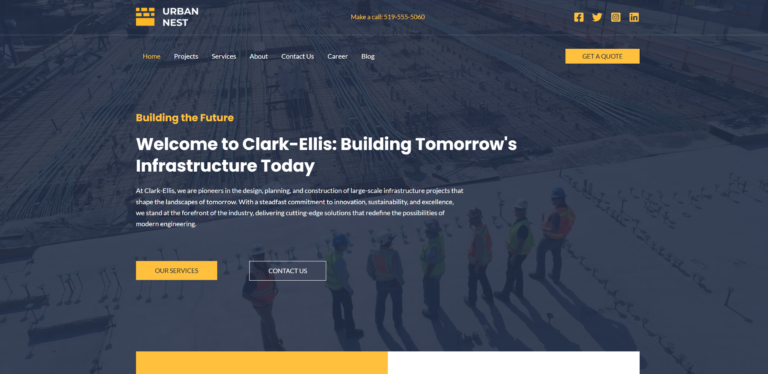 construction company website screenshot